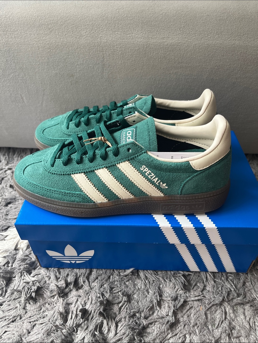 Adidas Handball Spezial sneakers. Womens US size 6. Green. New in box.